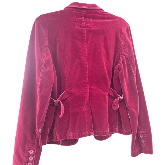 American Eagle Outfitters Velvet Wine Blazer L Adjust Sides Button Cuffs Pockets - Picture 2 of 16